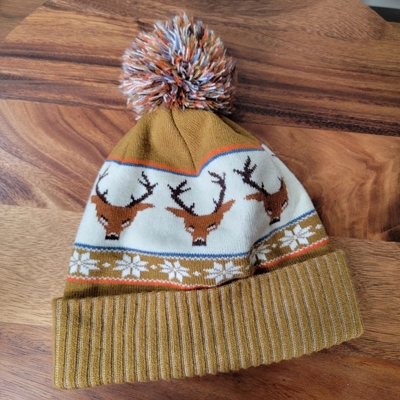 KAVU Herschel Beanie Oh Deere Brown and White Pom Size OSFM - Picture 11 of 15